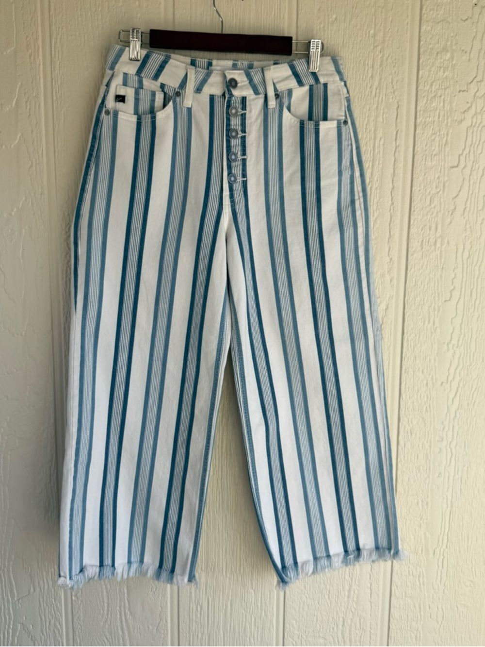 KanCan Blue and White Striped Denim Jeans